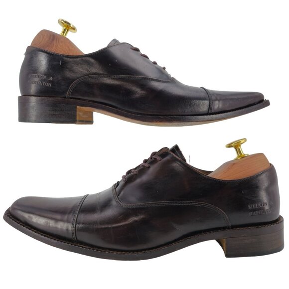 Melvin and Hamilton Mens 6D / 38EU Dark Brown Leather Dress Shoes Cap-toe Oxford - Picture 4 of 14
